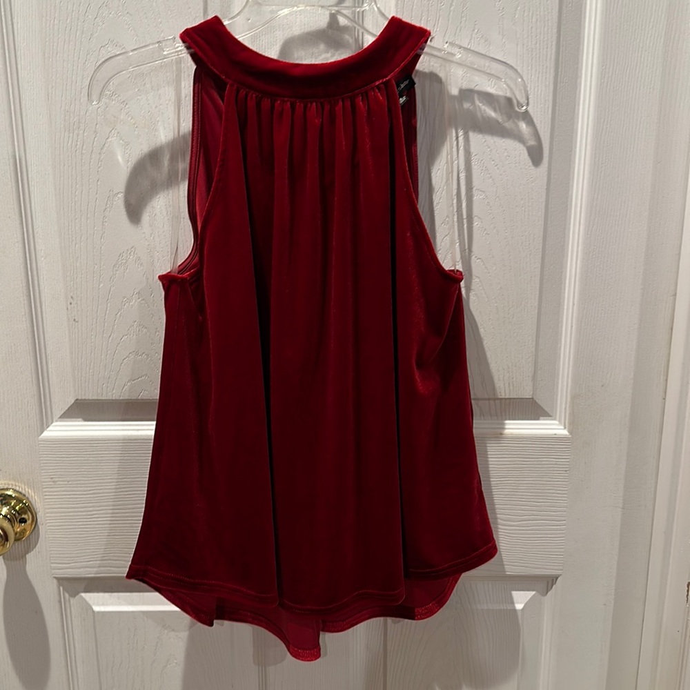 Shinestar red velvet mock neck sleeveless blouse - medium - holiday